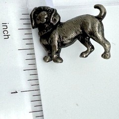 Pewter Brooch Dog Tie Pin With Collar Detail & Secure Clutch Back Vintage