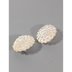 Vintage Lucite Dome Earrings Iridescent Sparkle Pierced Unsigned