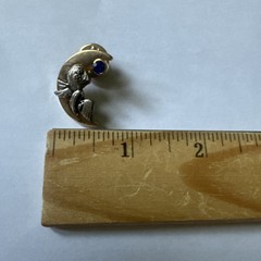 Blue Rhinestone Crescent Moon Celestial Angel Fairy Lapel Tac Pin (A31)