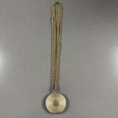 Vintage Monogram Necklace Pendant Multi Strand Chain Statement Gold Tone 18″