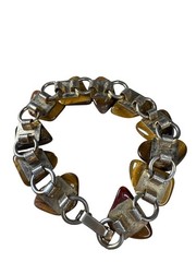 Vintage Tiger’s Eye Gemstone Bracelet – Polished Freeform Stone Link Jewelry