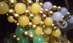 Set of 3 Icy Jade Jadeite Bead Necklaces Green Lavender Yellow Gold Tone Plate?