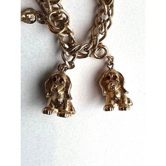 Monet Charm Bracelet Women OS Gold Excellent Vintage 1960s Plated Chunky Signed