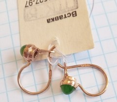 Vintage Earrings Nephrite Stones Sterling Silver 925 test Gilding Women Jewelry