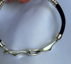 HOB Mexico Bracelet 925 Sterling Leather 7 Inch House Of Bangles 34 Grams