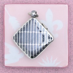 Antique Victorian Niello Silver Unique Striped Double Sided Charm Pendant Locket