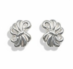 Vintage Clip-On Earrings Silver Tone Swirl Design Elegant Accessory Womens Jewel
