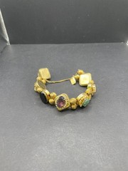 Vintage Corocraft Gold Tone Victorian Gemstone Sliding Charm Bracelet Sz 8.75
