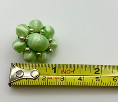Vintage Lime Green Satin Finish 2-Strand Necklace & Clip Earrings Set MCM Japan