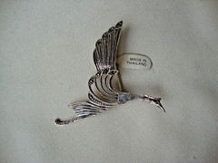 VINTAGE 1970-80s OPENWORK RISING PHOENIX MARCASITE STERLING SILVER STAMP 925 PIN