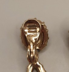 Vintage MONET Amber Topaz Rhinestone Drop Dangle Clip On Earrings 1950s