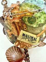 Steampunk Frog Brooch Pin Watch Face Starfish Nautical Dangle Bronze Maximal Art