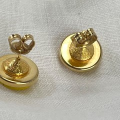 Vintage Yellow Smiley Face Stud Earrings Enamel Gold Tone 1970s-80s Classic