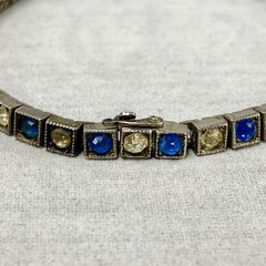Vintage Art Deco Sterling Silver Costume Glass & Blue Sodalite Jewelry Lot As Is