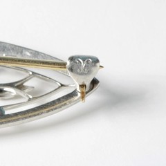 Antique Edwardian platinum Old European diamond brooch/lapel pin. By Krementz.