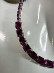 Rare, Vintage Weiss Magenta Rhinestone Necklace Bracelet-Costume Jewelry-AS IS