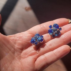 Vintage Sherman Blue Swarovski Crystal & Rhodium Clip Earrings