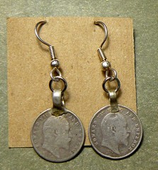 BRITISH RAJ COIN EARRINGS_2 SILVER ANNA_HYPOALLERGENIC WIRES_KING ED VII_1903&06