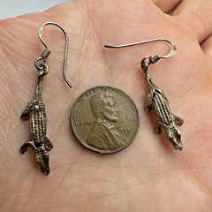 Vtg Alligator 925 Sterling Silver Articulated Dangle Earrings ~1.5 Inches Long
