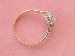 ANTIQUE VICTORIAN .49ctw TRANSITIONAL DIAMOND 18K PETITE CLUSTER RING c1900