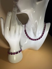 Rare, Vintage Weiss Magenta Rhinestone Necklace Bracelet-Costume Jewelry-AS IS