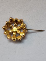 Vintage Red, White, Blue Faceted Glass Bead Prong Set Brooch US Patriotic