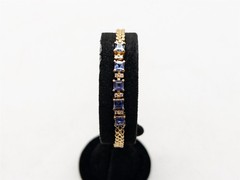 $5000 4ct Natural Princess Cut Tanzanite Diamond 14k Yellow Gold Bracelet 10g