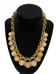 Vintage Signed fossil Women’s Champagne glass Bubble Link Necklace gold tone