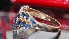 10k yellow gold size 8 ring 1.00ct natural, treated sapphire diamond 2.5g N3087I