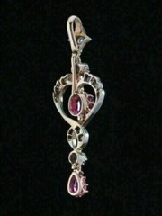 Pendant 14K Rose Gold Plated 18 Free Cable Chain Pear & Oval Lab Created Ruby
