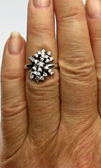 1.00 ct Round Diamond Cluster 14K White Gold Ring Vintage