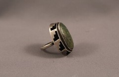 Old Pawn Sterling Silver Mexican Taxco Turquoise Ring Size 7