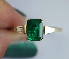 Art Deco Antique 3.60 Ct Natural Emerald Vintage Wedding Ring 14K Yellow Gold FN