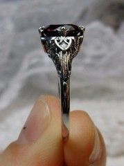 NATURAL Garnet Ring, Sterling Silver Victorian Filigree (Custom-Made)* D162