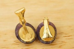 Vintage Estate Jewelry Oval Cabochon 17MM x 12MM Amethyst Clip Earrings