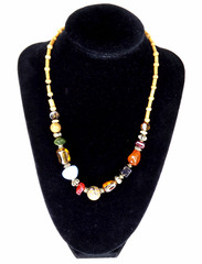 Artisan Beaded Necklace – Handcrafted with Wood, Glass, Resin & Metal Accents