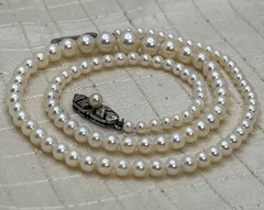 Vintage Mikimoto Pearl Necklace Silver Clasp 16″ Made in Japan