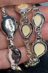 Vintage Napier Link Necklace Bracelet Cream Silver Tone