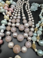 TITLE Vintage Pastel Beaded Jewelry Lot Necklaces Earrings Pearl Glam Retro