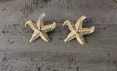 Vintage Avon 1987 1980’s Gold Tone Starfish Statement Stud Earrings 1” Earrings