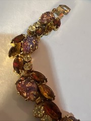 Juliana Delizza Elster Topaz AB Glass Rhinestone Gold Tone Bracelet *FOR REPAIR