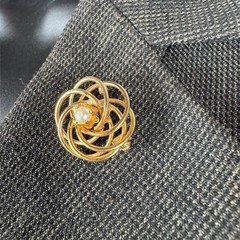 Vintage Gold Flower Brooch with Faux Pearl Center | Intricate Costume Jewelry