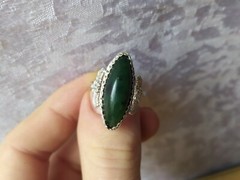 Elegant Nephritis stone RING SILVER 875 stamp USSR ANTIQUE size 8 Jewelry