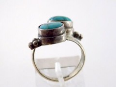Sterling Silver Double Turquoise Bypass Wrap Ring 925 6.4 Grams Size 6