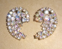 Juliana Climber Earrings in Aurora Borealis Stones in a Paisley Design by D & E