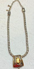 Chicos Vintage Necklace Snake Coil Chain Solid Two Tone Metal Pendant Logo Tag