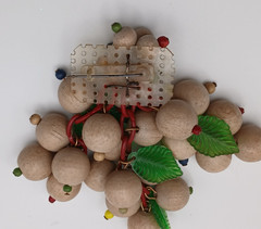 Rare Vtg WWII Miriam Haskell Frank Hess Wood Bead Grape Brooch Celluloid Back