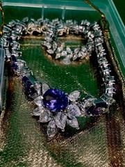 Vintage High-End Rich Rhinestones Clear & Amethyst Sparkling Stones Necklace