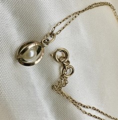 VTG 14k Gold Filled Pearl Cage Pendant 18in GF Chain Minimalist Estate Sale Read