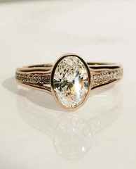 2.50TCW Vintage Oval Solitaire Moissanite Engagement Ring 18k Yellow Gold Plated